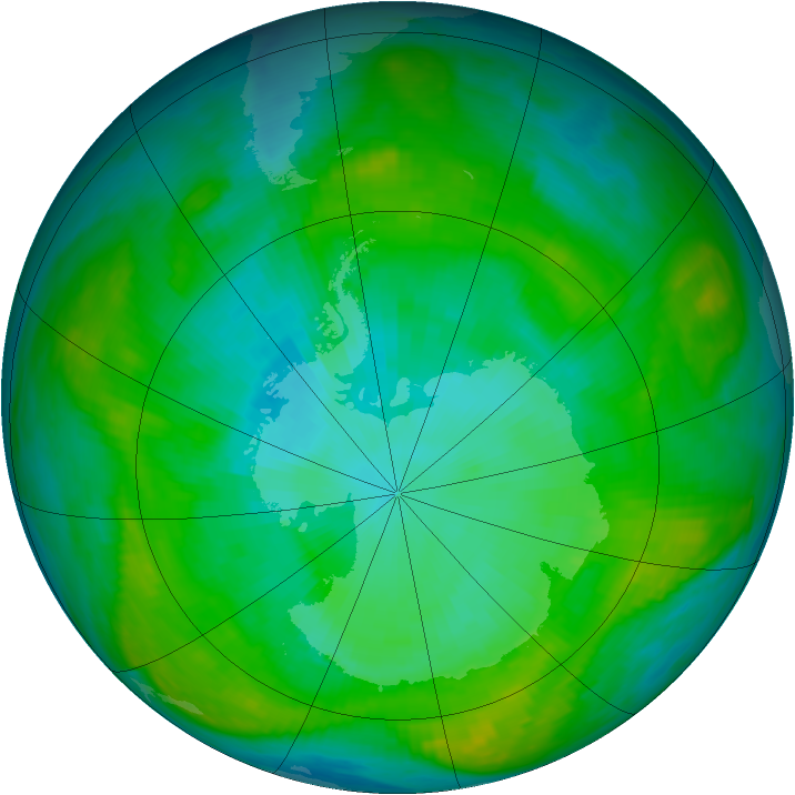 Antarctic ozone map for 23 January 1982